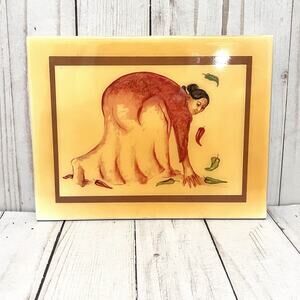 RC Gorman Female Navajo Native American Peppers Crystal Tile Art 6.5" x 8"